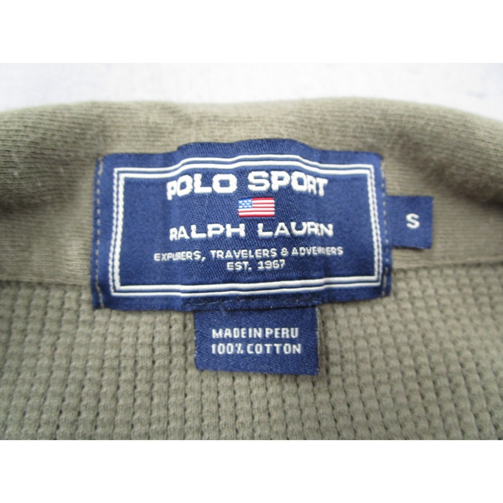 Polo Sport Ralph Lauren Mens Small Green Waffle Knit Short Sleeve Polo Shirt Y2K - Picture 3 of 8
